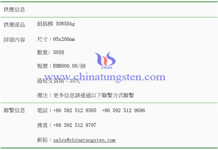 銀鎢棒價(jià)格表圖片