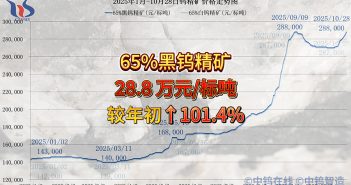 2025年1月-10月28日鎢精礦價格走勢