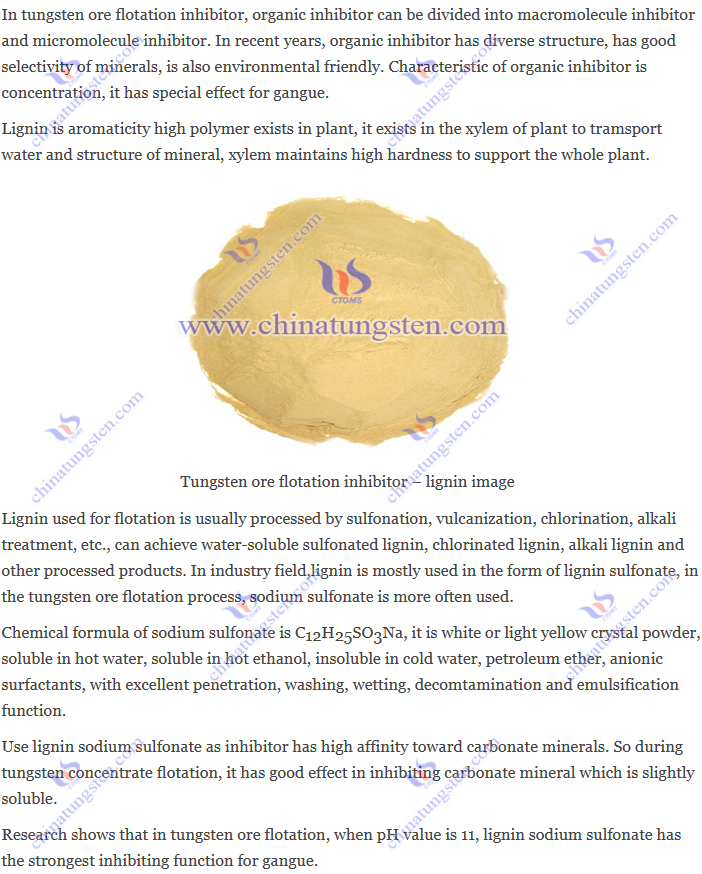 Tungsten ore flotation inhibitor  – lignin image