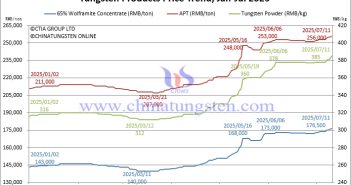 Tungsten Price Trend from January to July 11, 2025