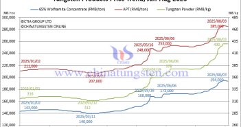 Tungsten Price Trend from January to August 4, 2025