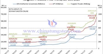 Tungsten Price Trend from January to December 19, 2025