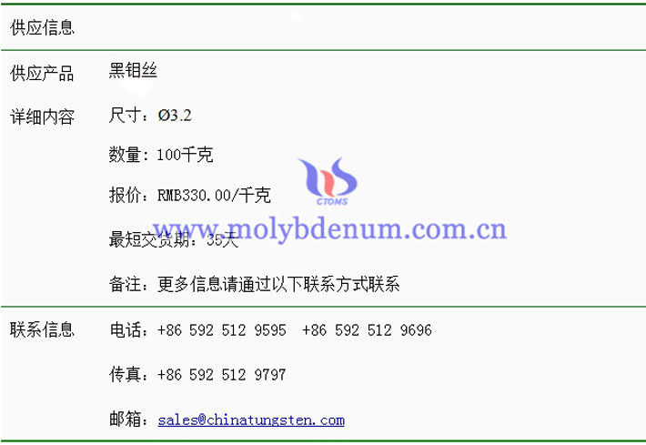 黑鉬絲價(jià)格表圖片