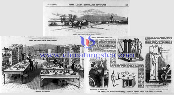 愛迪生在門羅公園的實驗室，1880年1月10日。（Frank Leslie's Illustrated Newspaper）