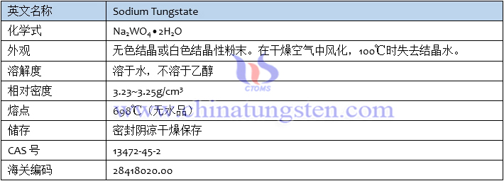 鎢酸鈉基本信息表