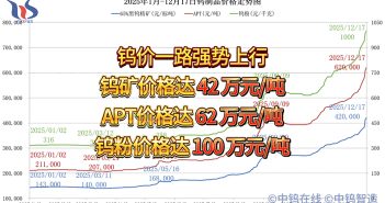 2025年1月-12月17日鎢制品價格走勢